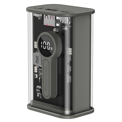 Gembird PowerBank Transparentny 9000 mAh QC3.0 Czarny