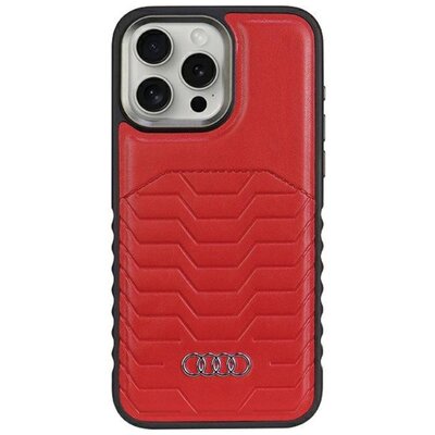 Oryginalne Etui APPLE IPHONE 15 PRO MAX Audi Synthetic Leather MagSafe (AU-TPUPCMIP15PM-GT/D3-RD) czerwone