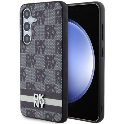 Oryginalne Etui SAMSUNG GALAXY S24+ DKNY Hardcase Leather Checkered Mono Pattern & Printed Stripes (DKHCS24MPCPTSSK) czarne