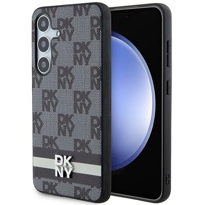 Oryginalne Etui SAMSUNG GALAXY S24 DKNY Hardcase Leather Checkered Mono Pattern & Printed Stripes (DKHCS24SPCPTSSK) czarne
