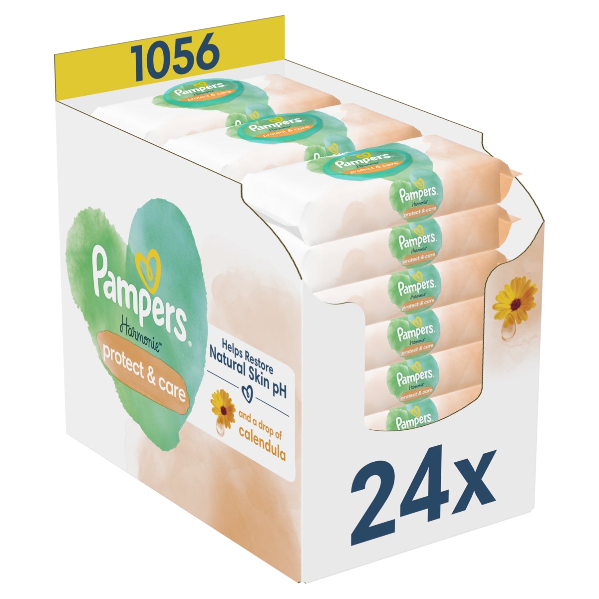 Pampers Harmonie Protect & Care Chusteczki nawilżane dla dzieci 24 opakowań = 1056 chusteczek
