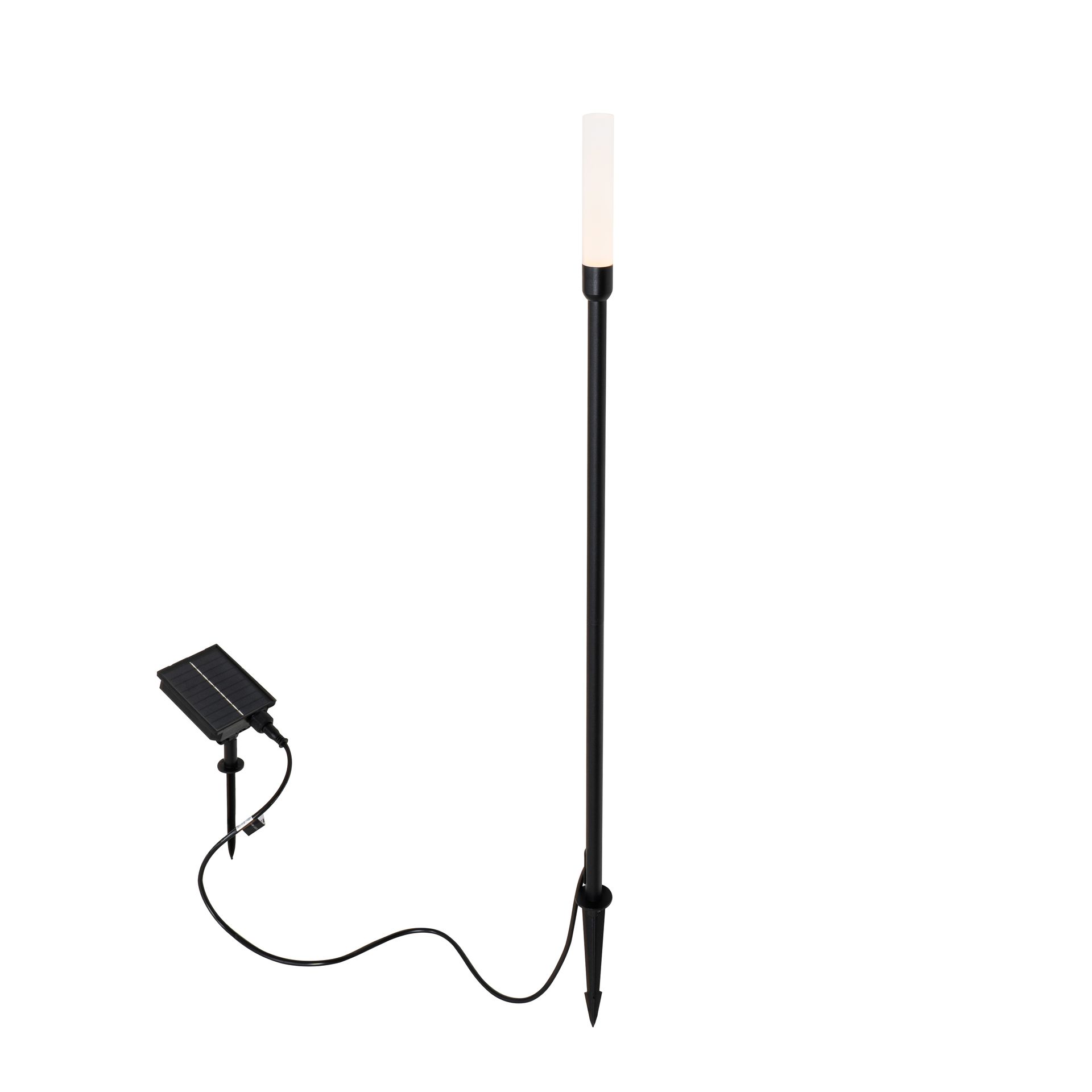 QAZQA Lampa podłogowa zewnętrzna czarna z wbudowanym akumulatorem LED i panelem słonecznym - Barry