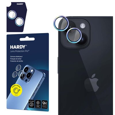 Szkło hartowane na obiektyw 3MK Hardy Lens Protection Pro do Apple iPhone 15/15 Plus Wielokolorowy