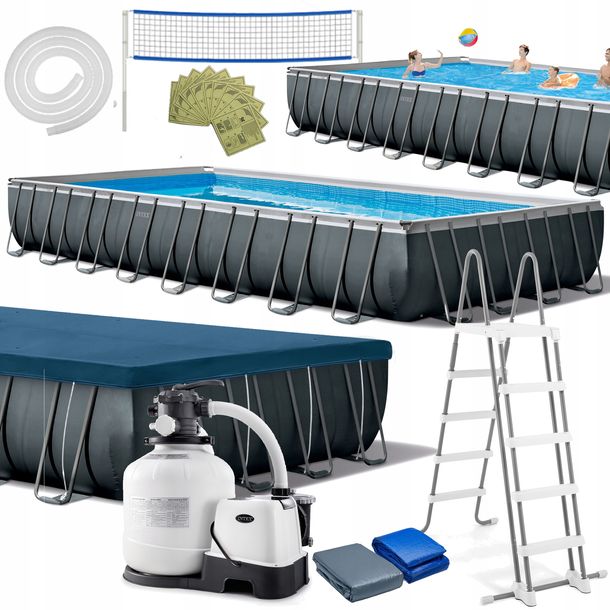 INTEX 26378 BASEN OGRODOWY STELAŻOWY Ogromny Rodzinny 975x488x132cm 54368 l