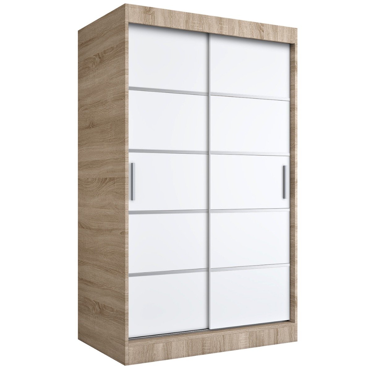 Szafa przesuwna MODUO COMFORT 120 dąb sonoma/biała mat z listwami