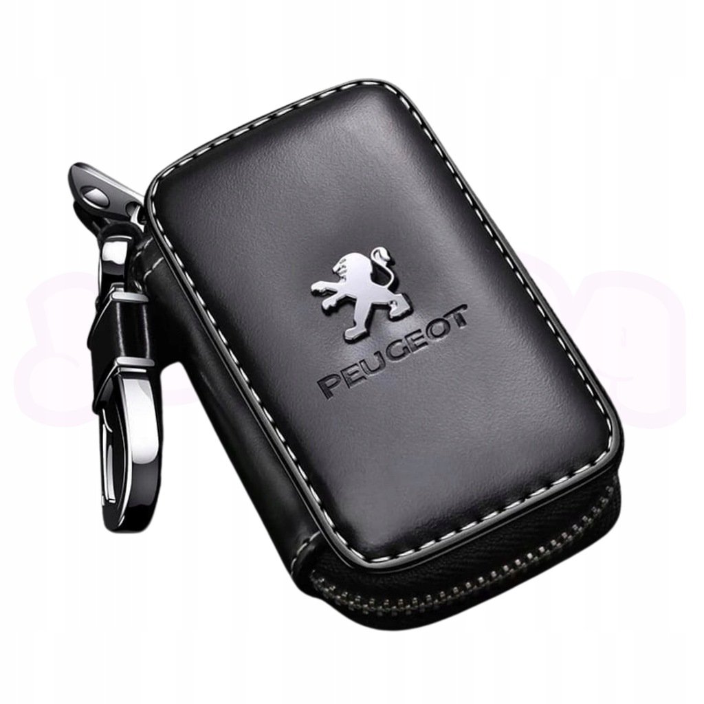 SKÓRZANE ETUI na klucze PEUGEOT logo KLUCZYK samochodowy ELEGANCKI brelok