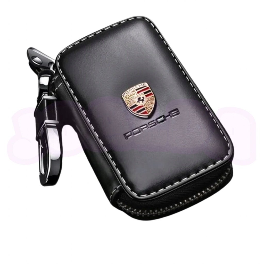 SKÓRZANE ETUI na klucze PORSCHE logo KLUCZYK samochodowy ELEGANCKI brelok