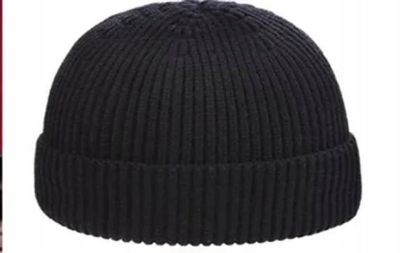 Czapka zimowa wełniana czarna klasyczna ciepła beanie streetwear y2k