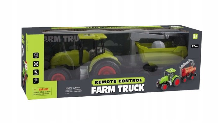 TRAKTOR ZDALNIE STEROWNY Z PRZYCZEPĄ I KOPARKĄ Zabawka dla dzieci