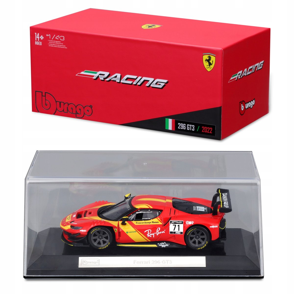 Ferrari 296 GT3 2023 AF Corse GT World Challenge 1:43 Bburago 18-36313