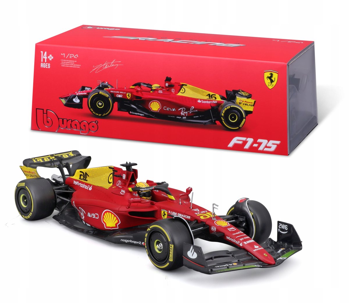 BOLID F1 Ferrari F1-75 GP Monza 2022 Charles Leclerc 1:24 BBURAGO 18-26806