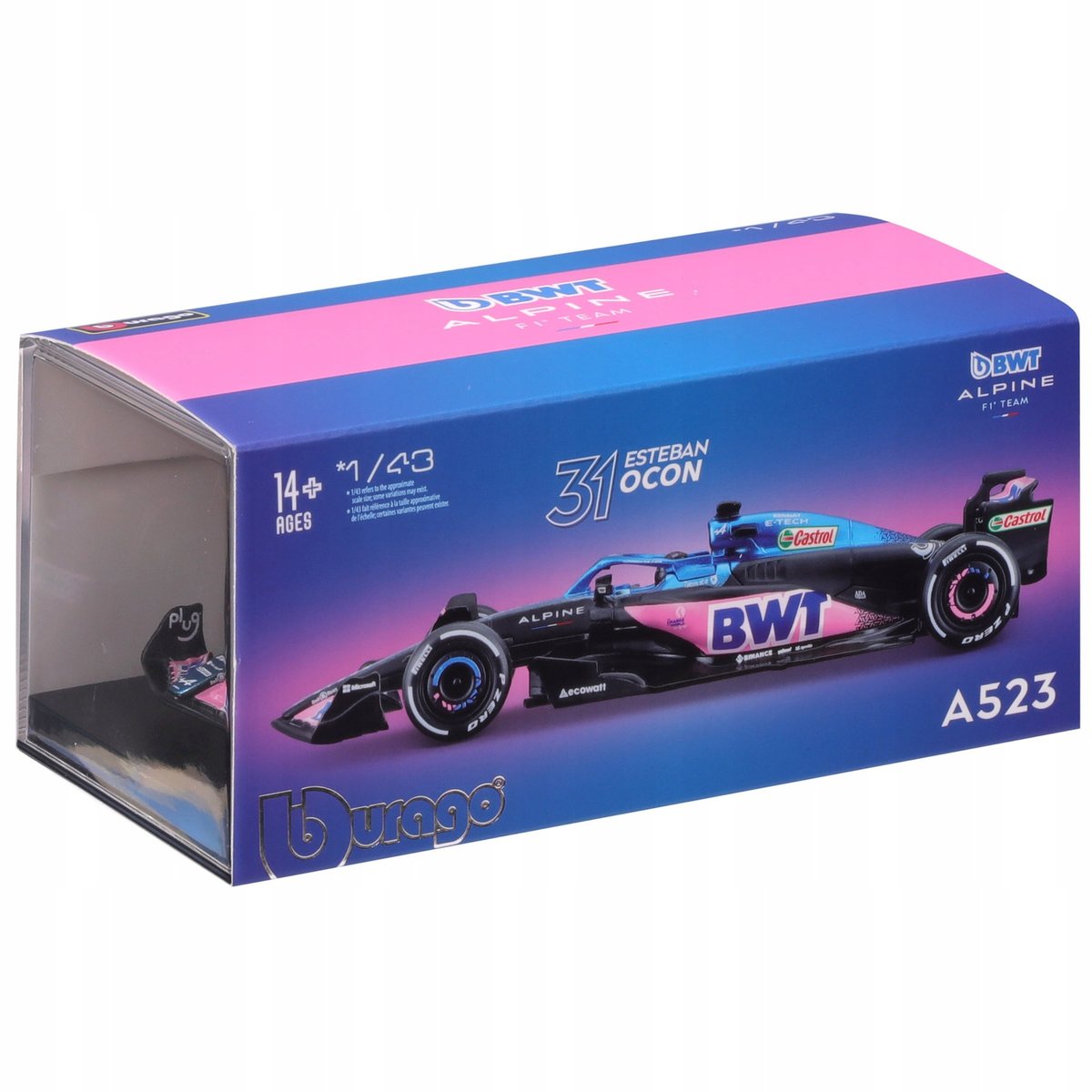 BWT Alpine Team A523 2023 Esteban Ocon BOLID F1 1:43 model BBURAGO 18-38073