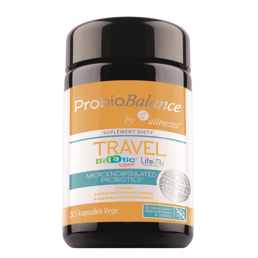 Aliness, ProbioBalance by Aliness®  Travel Saccharomyces Boulardii Bacillus subtilis Rhamnosus GG, Suplement diety, 30 kapsułek Vege