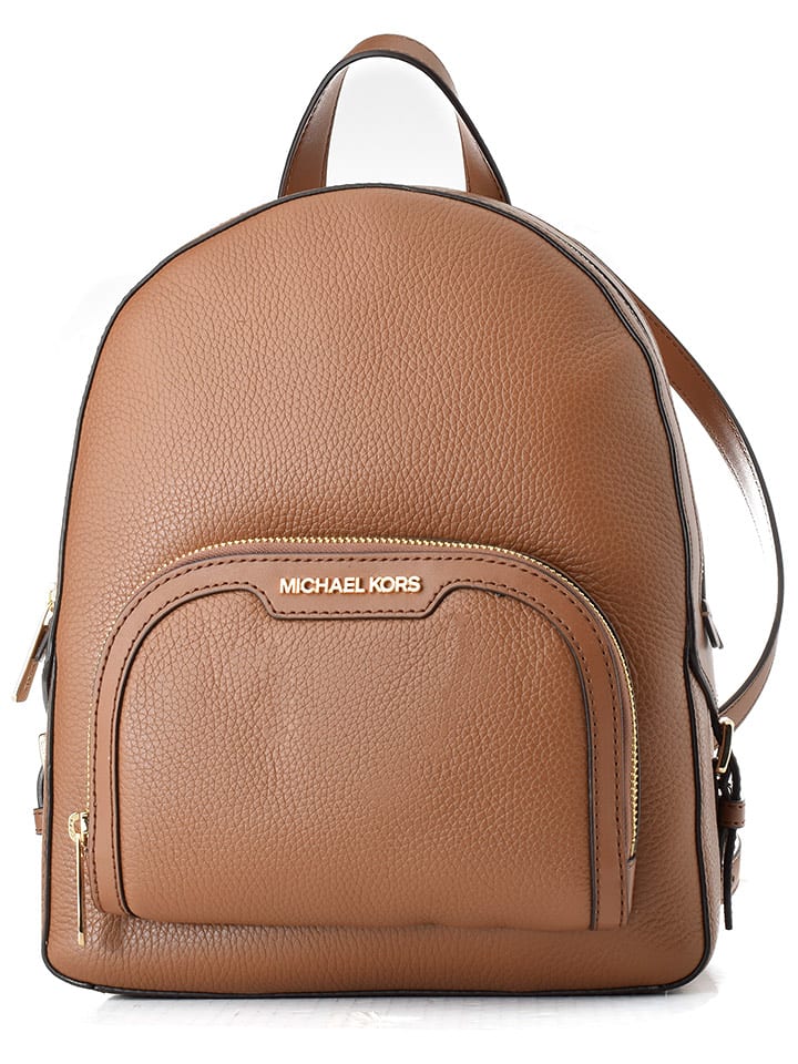 Michael Kors Skórzany plecak w kolorze jasnobrązowym - 34 x 32 x 11 cm