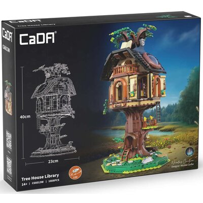 Klocki konstrukcyjne CaDA Tree House Library Biblioteka w Domku na drzewie światło LED 1808 elementów C66013W