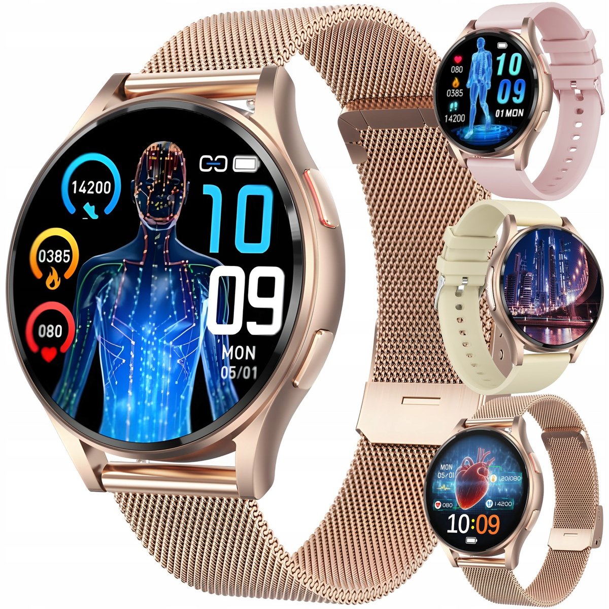 SMARTWATCH ZEGAREK KARDIOWATCH DAMSKI POMIAR CUKRU EKG HRV ROZMOWY MENU PL