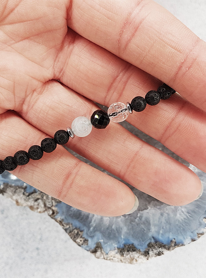 Męska bransoletka ZNAK ZODIAKU WAGA - kamienie naturalne - regulowana