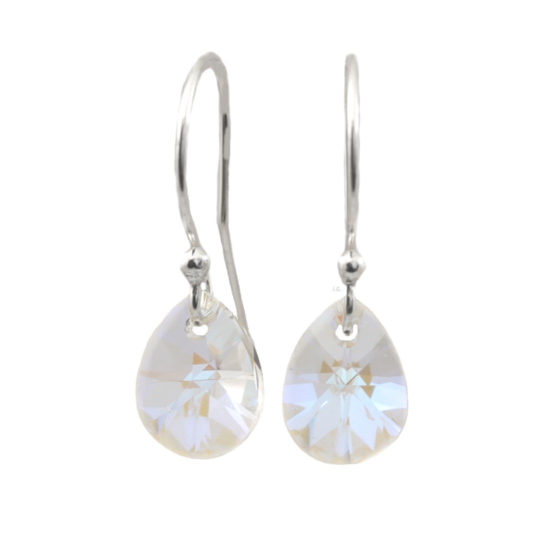 Kolczyki mini migdal Swarovski crystal blue AB, srebro 925 / JG. Projekt