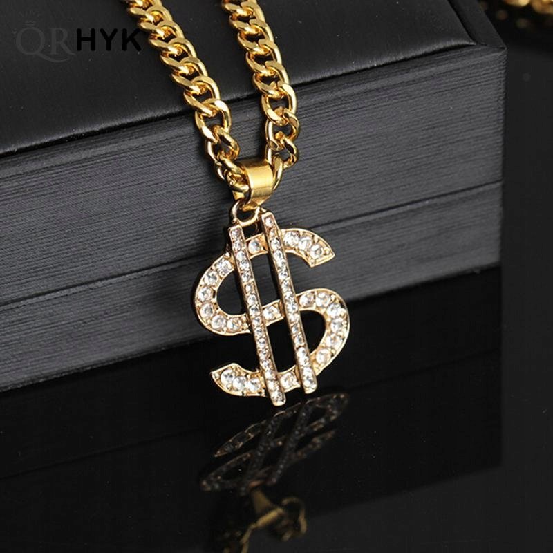 Naszyjnik wisiorek chain złoty $ dolar pieniądz cash streetwear y2k prezent