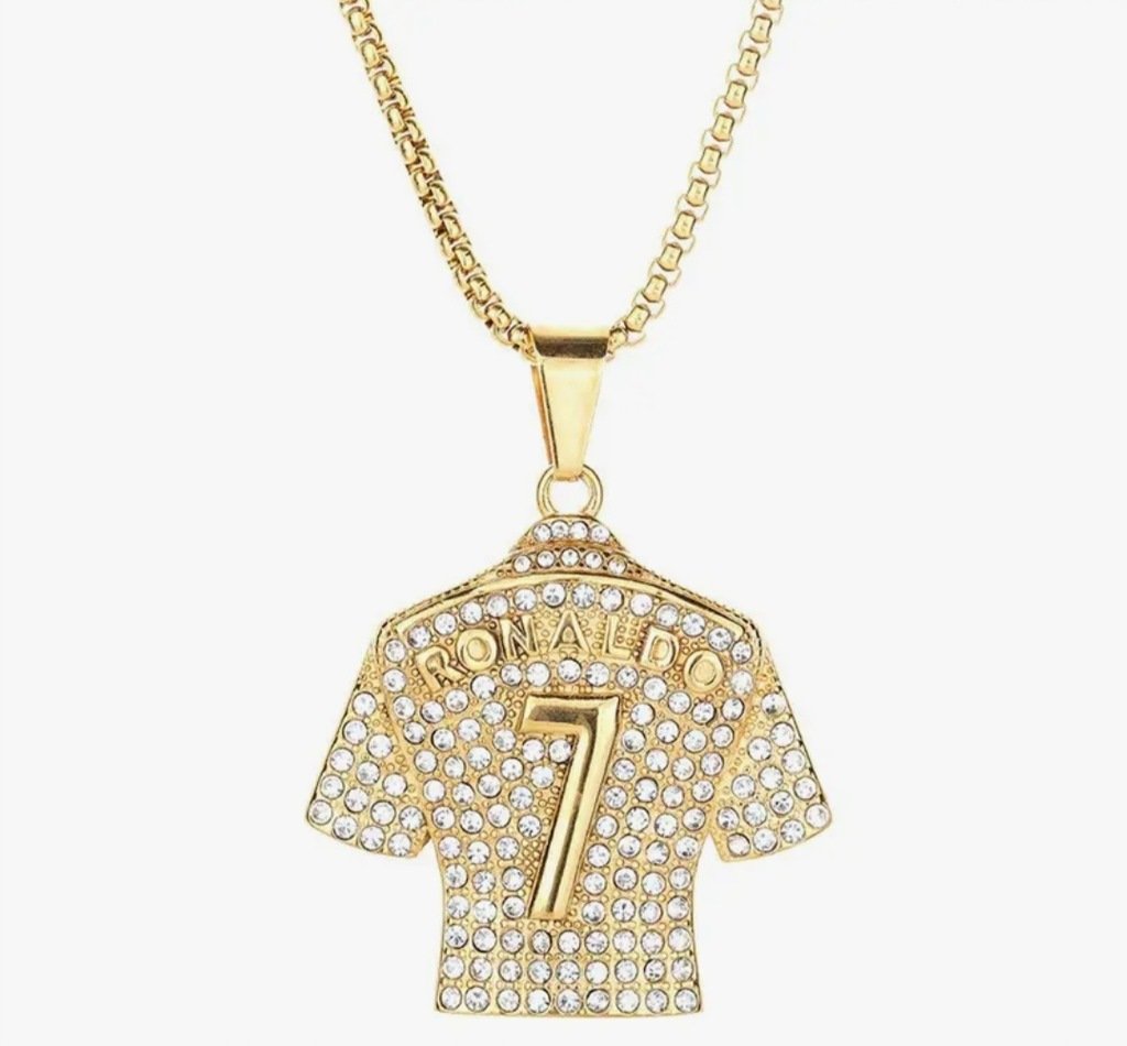 Naszyjnik chain Cristiano Ronaldo koszulka CR7 prezent streetwear y2k