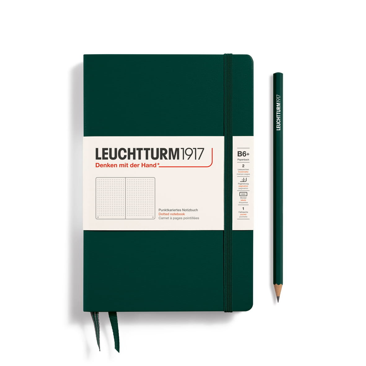 Notatnik Leuchtturm1917 Paperback B6+, Twarda Oprawa, Kropki, Forest Green