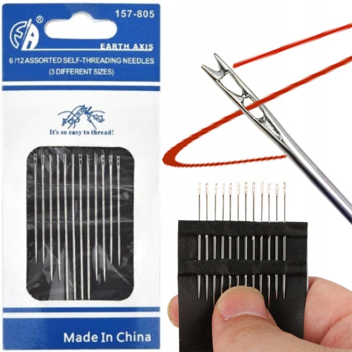 Igły Samonawlekające Ręczne Zestaw 12 Szt Komplet Do Szycia Rozmiary