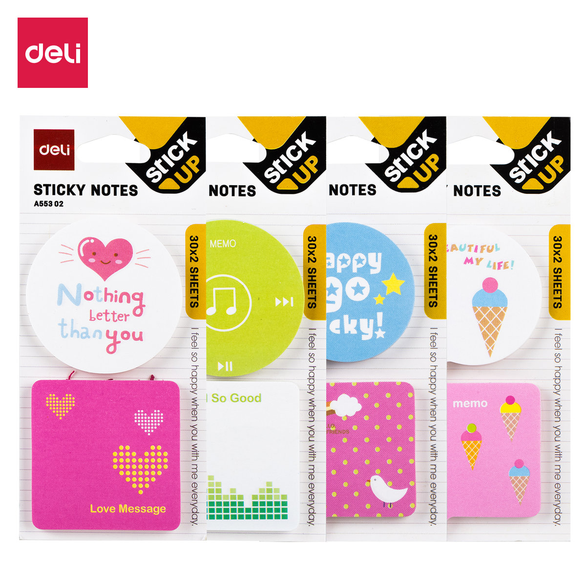 Notes samoprzylepny notatnik organizer Deli 51x51mm 60 kartek (2x30)