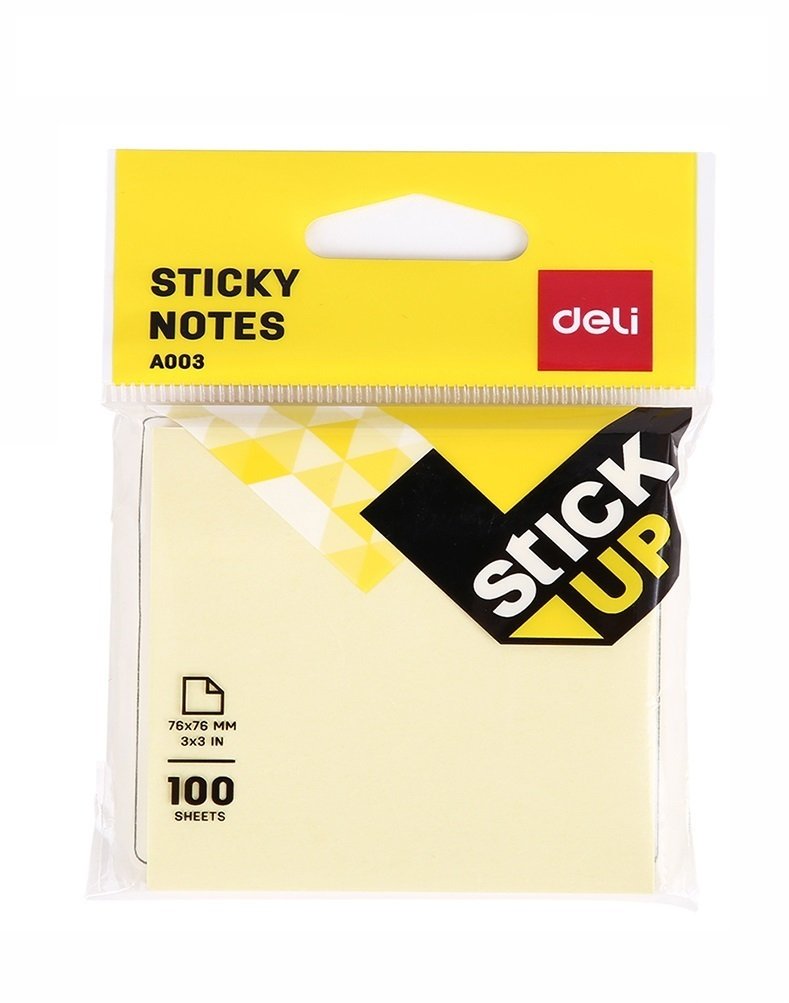 Notes samoprzylepny notatnik organizer Deli A00352 76*76mm 100 kartek żółte