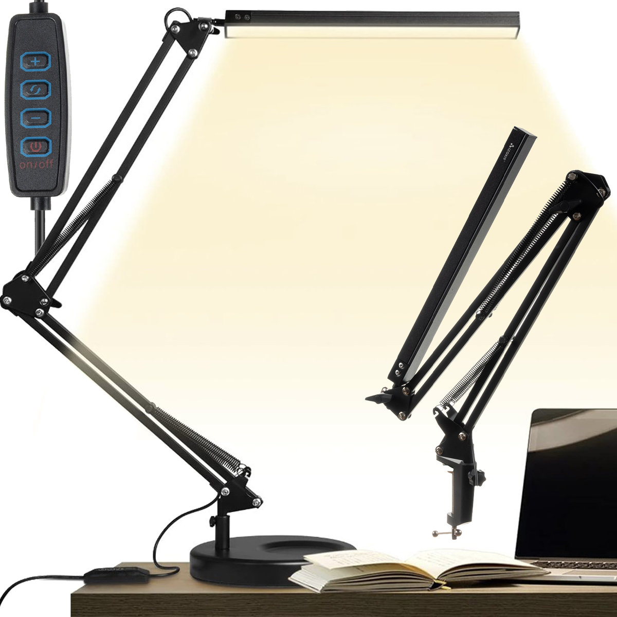 Lampka Biurkowa LED na Biurko Szkolna Nocna Lampa Kreślarska Regulowana USB IZOXIS