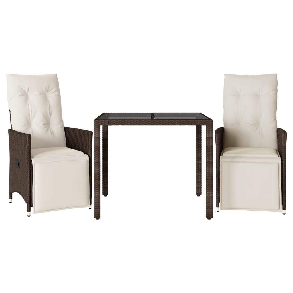 vidaXL 3-cz. zestaw ogrodowych mebli bistro, brązowy, polirattan