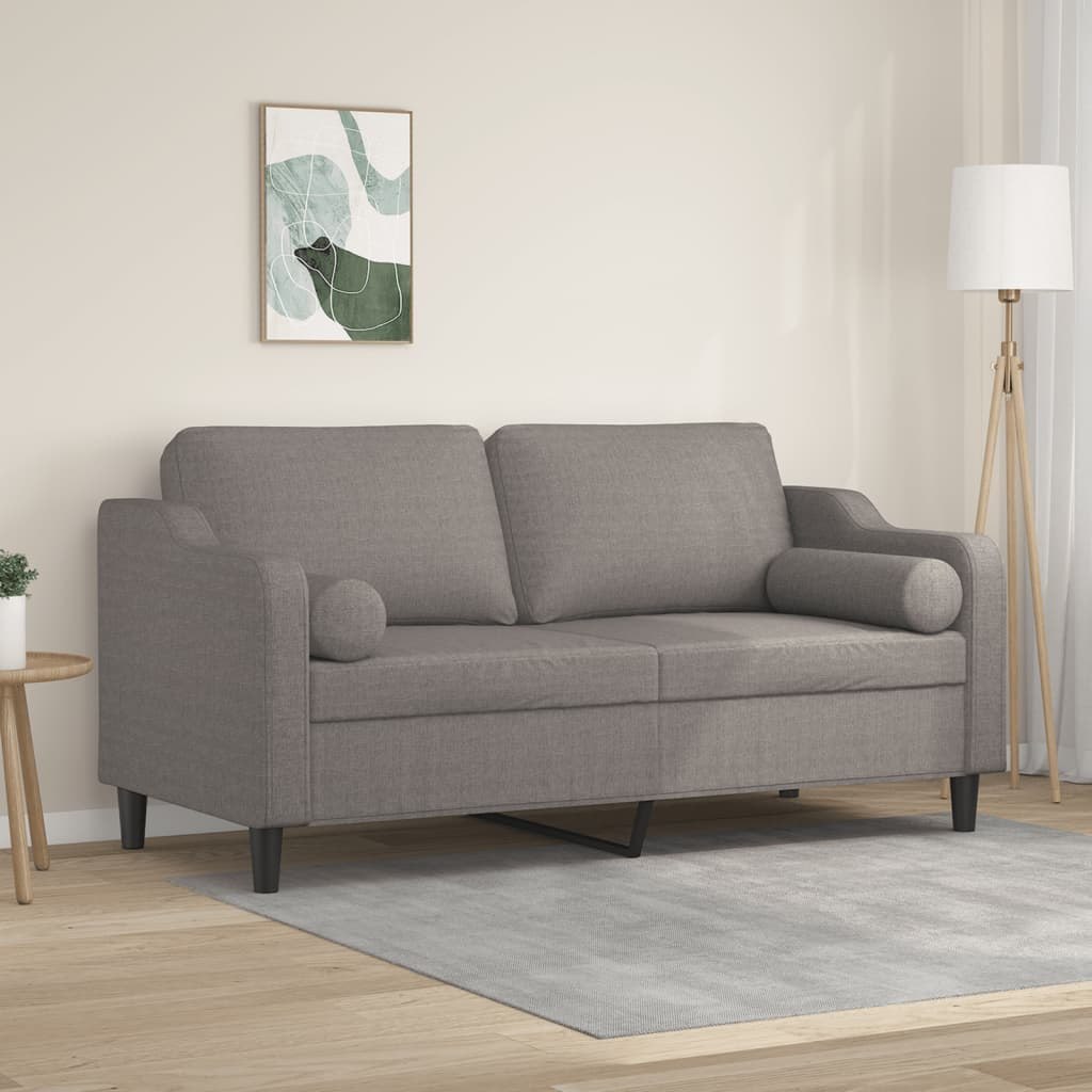 Фото - Диван VidaXL 2-osobowa sofa z poduszkami, kolor taupe, 140 cm, tkanina 