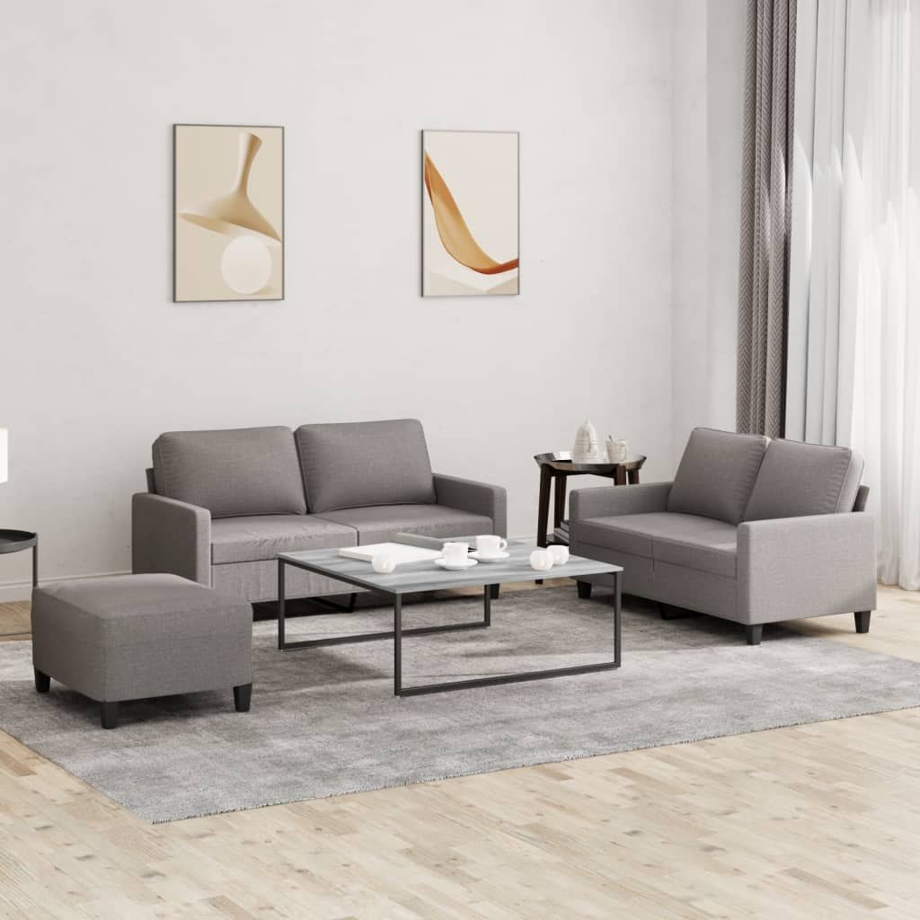 Zdjęcia - Sofa VidaXL 3-częściowy komplet wypoczynkowy z poduszkami, taupe, tkanina 