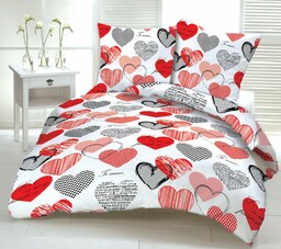 Karo Pościel z kory 140x200 01 Serca I Love You czerwone