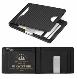 Smart portfel skórzany z grawerem w kolorze czarnym dla babci - Karbonowy