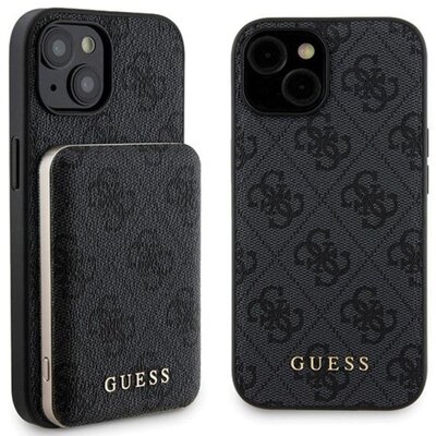 Guess zestaw iPhone 15 + Powerbank 5000mAh MagSafe 4G Metal Logo Czarny