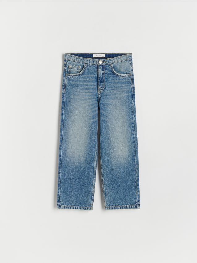 Reserved - Jeansy wide leg - niebieski