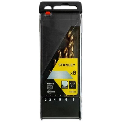 Stanley ZESTAW 6 WIERTEŁ HSS-E KOBALT 2-8 mm 56002 STA56002-QZ