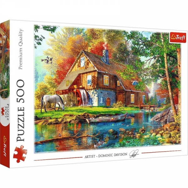 Puzzle 500 elementów Chatka nad rzeką (37484). od 10 lat