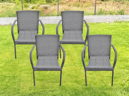 Bello Giardino Zestaw 4 krzeseł tarasowych SOTTILE szary technorattan