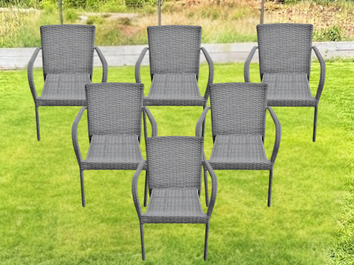 Komplet 6 krzeseł SOTTILE z szarego technorattanu na taras