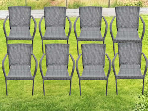 Bello Giardino  Zestaw 8 krzeseł ogrodowych SOTTILE szary technorattan