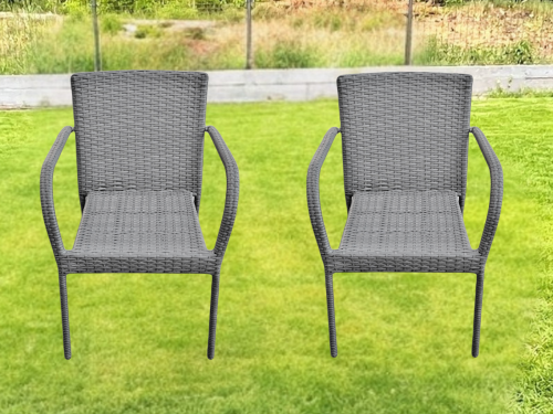 Komplet 2 krzeseł ogrodowych SOTTILE szary technorattan