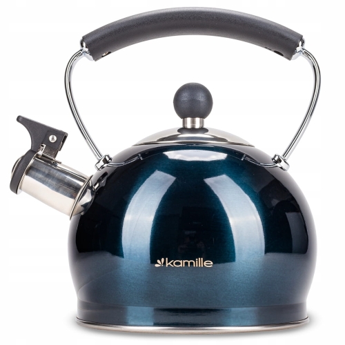 Czajnik imbryk tradycyjny z automat. gwizdkiem 2L morski połysk