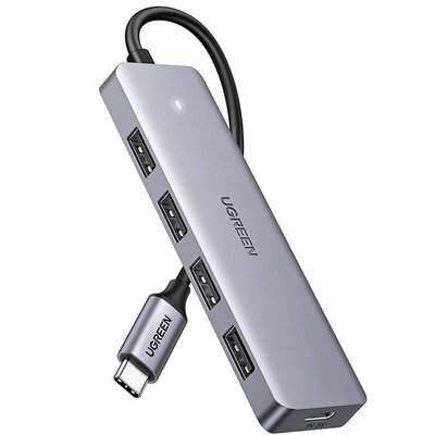 Adapter 4w1 UGREEN Hub USB-C do 4x USB 3.0 + USB-C (szary)