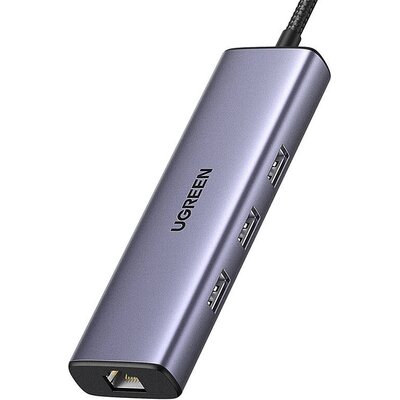 Adapter 1w6 UGREEN CM512 USB-C do 3x USB A 3.0, HDMI, RJ45, PD Converter