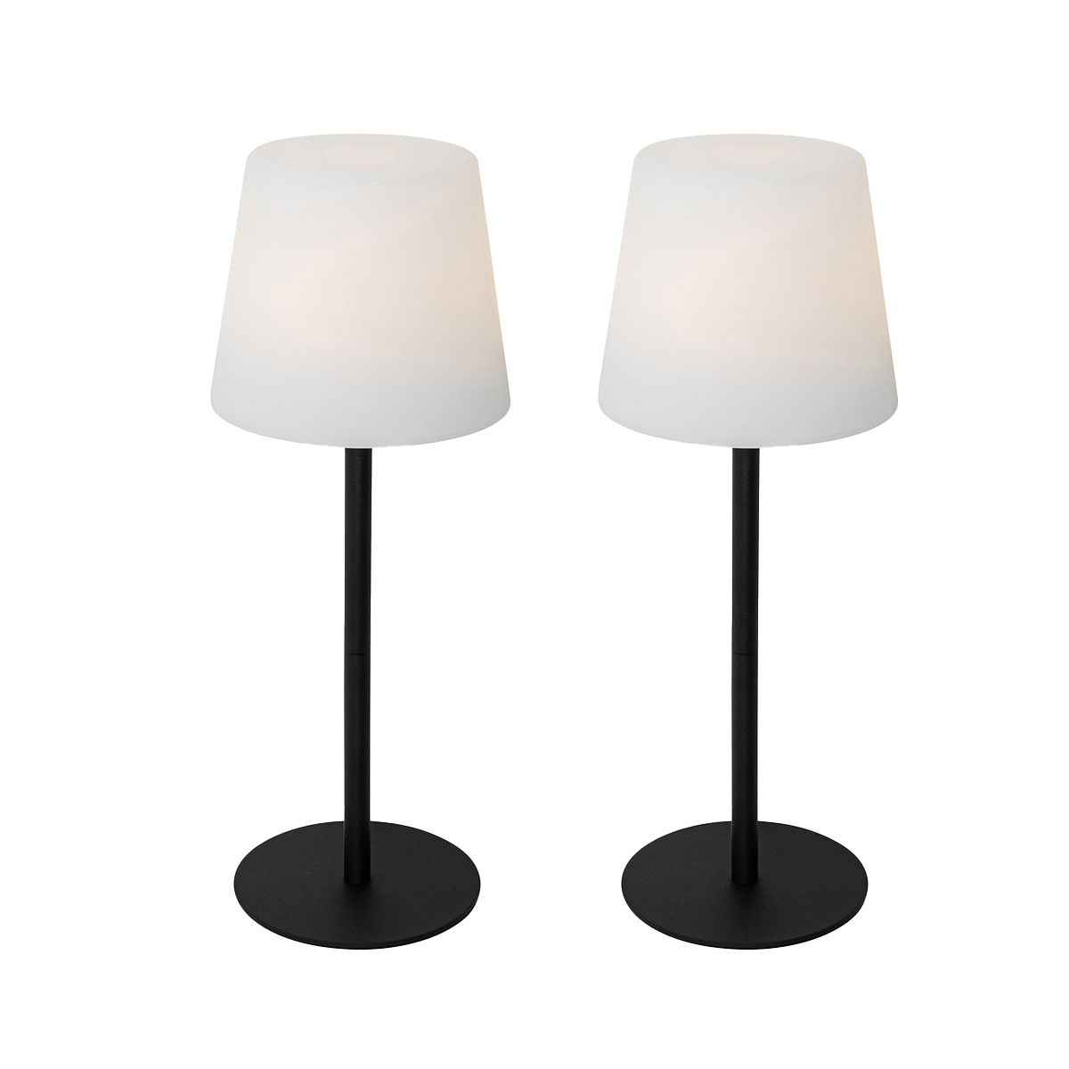 QAZQA Zestaw 2 czarnych lamp stołowych akumulatorowych 40 cm IP54 - Jude