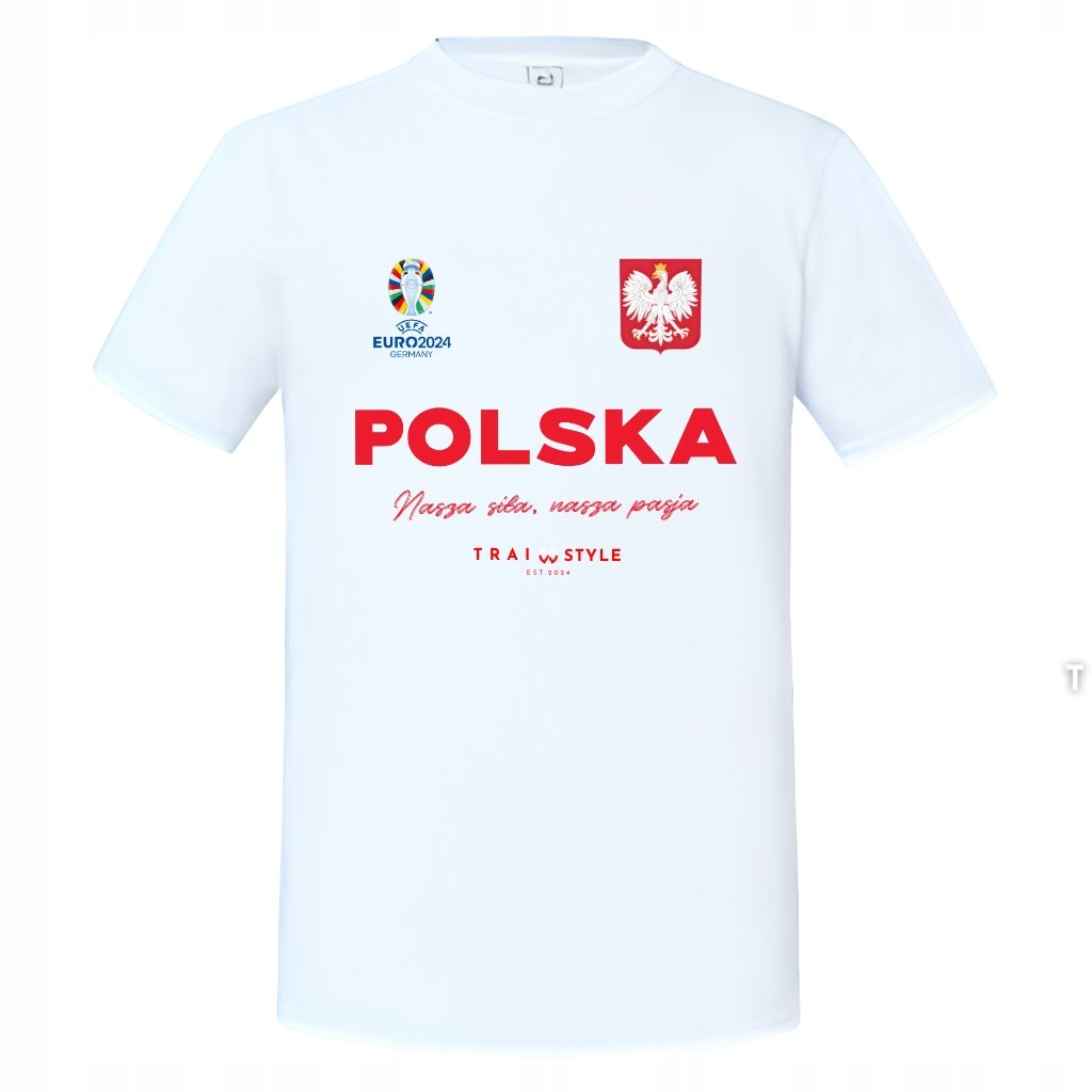 Koszulka męska kibica POLSKA EURO 2024 patriotyczna z Herbem T-shirt męski