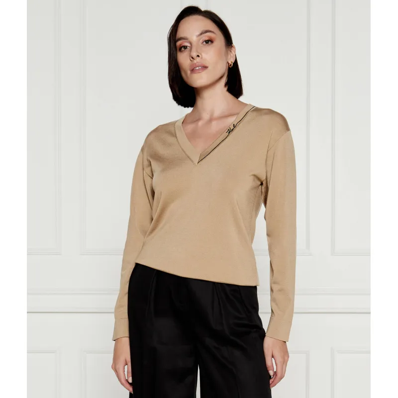 Karl Lagerfeld Sweter | Straight fit | z dodatkiem jedwabiu