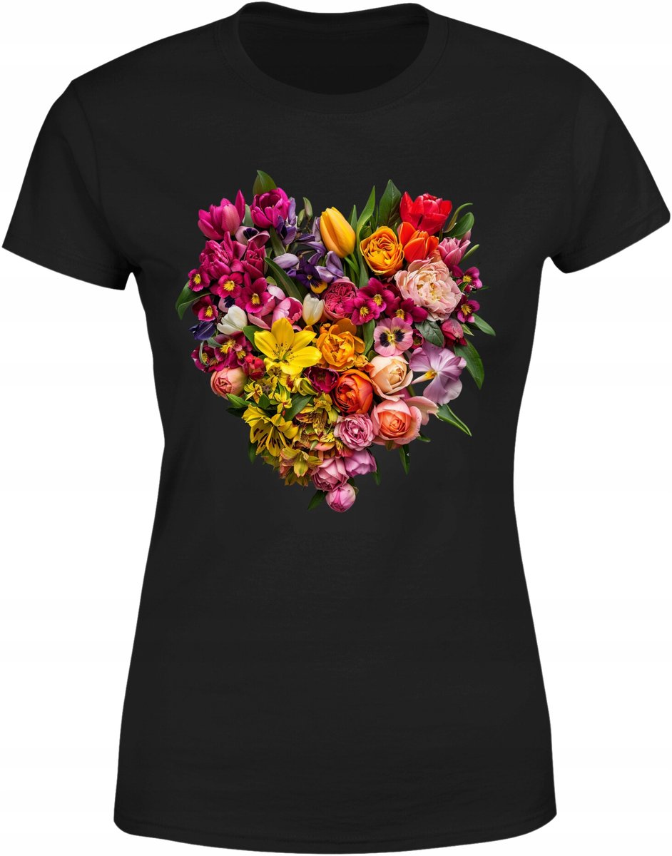 Koszulka damska kwiatowa piękne serce z kwiatów 2 T-shirt damski