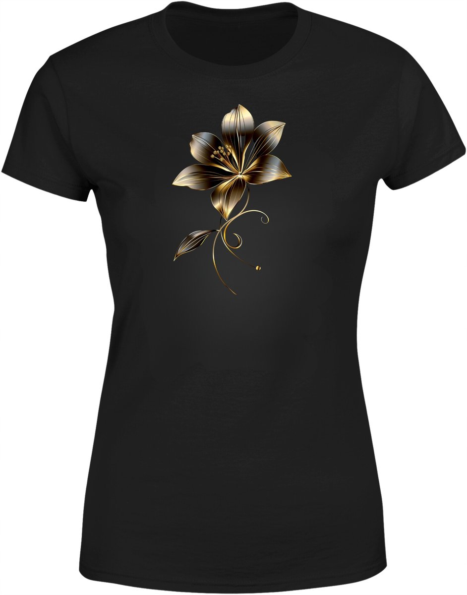 Koszulka damska Złoty Kwiat subtelny elegancki t-shirt damski